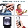 Small-Magnifying-Glass with LED-Light 3X Lighted-Pocket EasY Magnifier -Hand Held Lighted Magnify Glasses for Close Work Reading Books Pill Bottles; Mini Lens for Visually Impaired A Low Vision Aid
