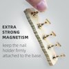 BPrettier Nail Holder for Painting Nails 2 Set Super Magnetic Nail Stand for Press on, Press on Nail Stand with 96 Pcs Reusable Sticky Putty for Nail Art Display Home & Salon Use.(Wood & Gold)