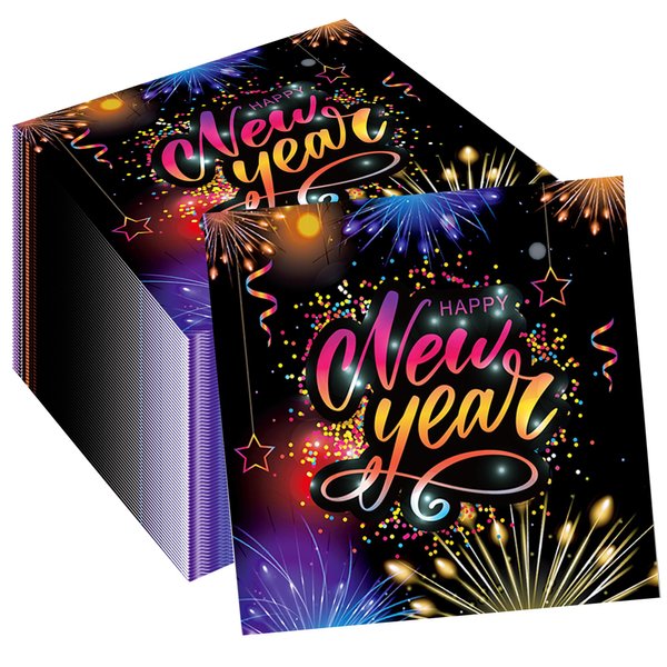New Years Eve Party Napkins, 40PCS New Years Eve Napkins Disposable, New Years Eve Party Supplies Birthday Decorations, New Years Eve Party Dinner Paper Napkins for Wedding, Theme Party, 6.5 Inch
