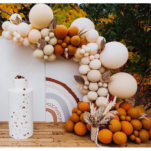 Fall Balloons Garland Arch Kit-142PCS Thanksgiving BalloonBurnt Orange Balloons Double Stuffed Balloons, Terracotta Latex Balloon, for Birthday Party, Baby Bridal Shower, Wedding Decorations