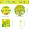 96Pcs Pickleball Party Supplies Pickleball Party Plates Napkins Forks Disposable Pickleball Tableware Set for Pickle Ball Party Decorations Pickleball Themed Party, Serves 24
