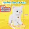 HCdoujoy White Plush Robot Cat Stuffed Animal Interactive Cat Robot Toy, Robotic Cat Barking Meow Kitten Touch Control, Animated Kitty Cat Pet, Robot Kitty Toy for Baby Birthday H:12"