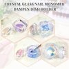 BOMOQING Nail Dappen Dish with Diamond Lid, Acrylic Liquid Powder Dappen Monomer Cup, Clear Glass Crystal Acetone Bowl, Acrylic Nail Brush Cleaner Holder, Nail Tech Must Haves(Colorful)