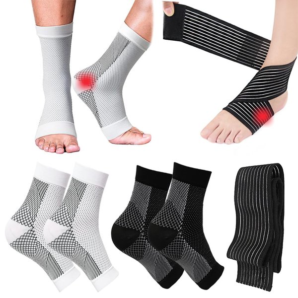 Neuropathy Socks, Plantar Fasciitis Compression Socks, 20-30 mmHg Ankle Compression Sleeve Soothe Socks, Toeless Compression Ankle Socks and Ankle Wraps, Ankle Brace Plantar Fasciitis Relief