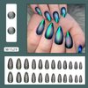 Cat Eye False Nails Press on Nails Medium Almond Shaped Dark Green Design Cat Eye Fake Nails Artificial Acrylic Nails Solid Colors Nails 24Pcs Full Cover Glossy Reusable Glue on Nails for Women