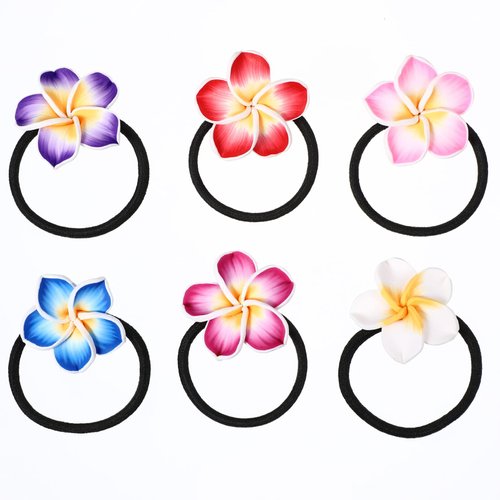 Beaupretty 12pcs Plumeria Hair Tie Hawaiian Elastic Hair Rope Flowers Ponytails Bands Hair Accessories for Women Girls