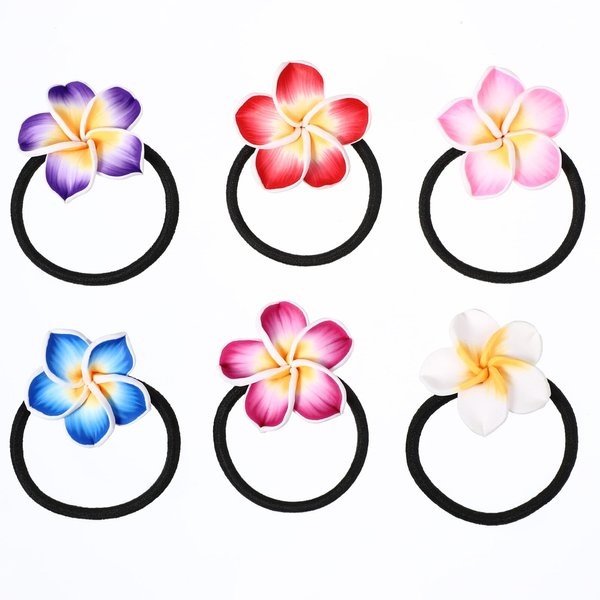 Beaupretty 12pcs Plumeria Hair Tie Hawaiian Elastic Hair Rope Flowers Ponytails Bands Hair Accessories for Women Girls