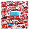 Kids Fire Truck Stickers,50Pcs Cute Cartoon Fire Fighting Engine Vehicles Vinyl Waterproof Decals,Party Decor Water Bottle Laptop Refrigerator Skateboard Sticker
