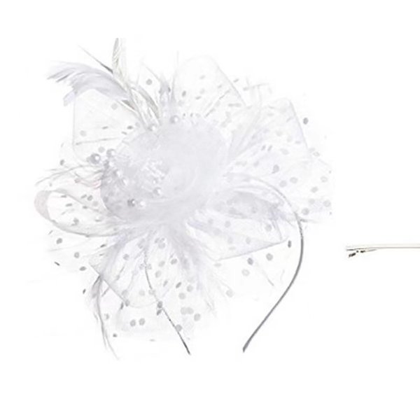 Fascinators Hats 20s 50s Pillbox Hat Cocktail Tea Party Headwear for Women Girls (White, One Size)