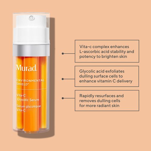 Murad Vita-C Glycolic Serum - Environmental Shield Skin Brightening Vitamin C Face Serum - Hyperpigmentation Treatment Backed by Science, Travel .33 Fl Oz