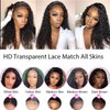 AUOCATTAIL Lace Front Wigs Human Hair 13x4 Transparent HD Curly Wigs 150 Density Natural Black Wigs Glueless Human Hair Wigs for Women 20in