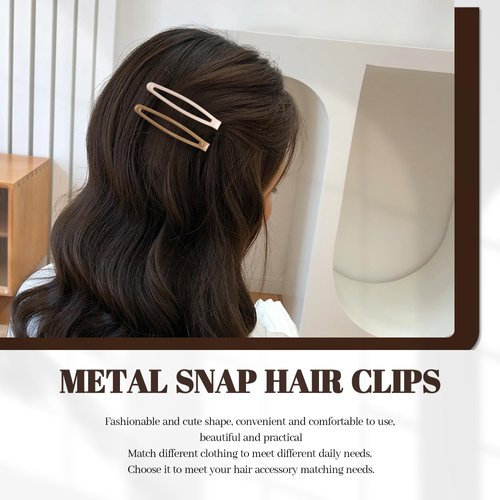 Cptots Snap Hair Clips Metal Hair Barrettes for Women Non Slip Barrettes for Thick and Thin Fine Hair,Brown,2.36 x 0.43 Inches,16 PCS