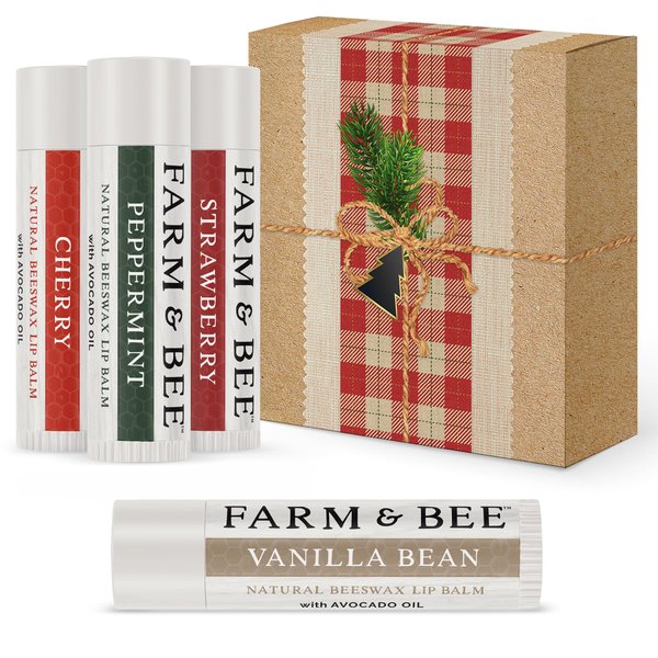 Natural Lip Balm – Stocking Stuffer - 4 Pack Gifts for Women & Men - Organic & Natural Ingredients - Moisturizing Lip Chapstick - Great Gift Idea for Women, Men, Boys, and Girls - 0.15oz (Pack of 4)