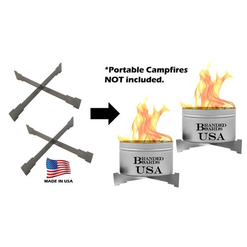 Branded Boards | Made in USA | Portable Campfire Trivet Grate | Use Under Can to Protect Table | Use on Top of Can as Stove Grate Cook Top | Food Grade Stainless Steel | Compact & Lightweight (2-Pack)