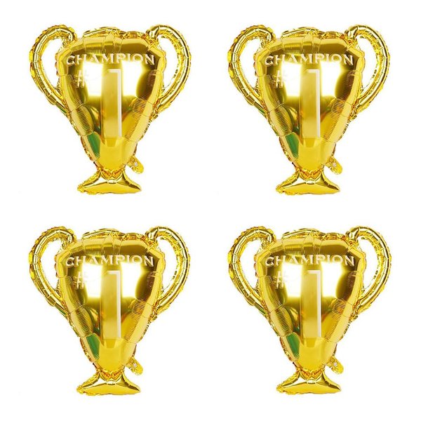4 Pcs Gold Champion Balloons, 28x25 inch Champion Aluminum Foil Balloons for Football Baseball Basketball Soccer Sport Birthday Party Supplies