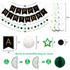meowtastic Birthday Decorations, Happy Birthday Banner with Honeycomb Balls, Star Hanging Swirl Streamer, Circle Dot Garland, Happy Birthday Party Decorations for Women Men Boys Girls (Green & Black)