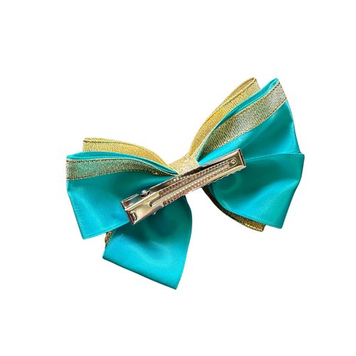 Jasmine Inspired Princess Hair Bow Teal Gold Bow/Alligator Clip/Genie Bow by Inspired Bows