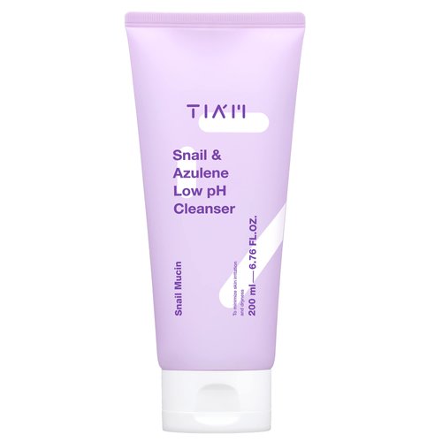 TIAM Snail&Azulene Low pH Cleanser, Gel Facial Cleanser, Snail Secretion Filtrate, pH Balancing, Anti Acne, Breakouts Treatment, Sensitive Skin, 6.76 Fl.Oz