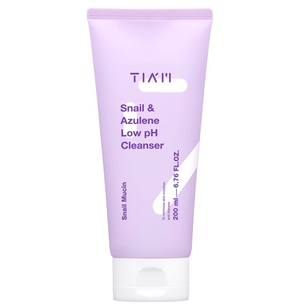TIAM Snail&Azulene Low pH Cleanser, Gel Facial Cleanser, Snail Secretion Filtrate, pH Balancing, Anti Acne, Breakouts Treatment, Sensitive Skin, 6.76 Fl.Oz