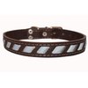 Genuine Leather Reflective Dog Collar 24"x1" Brown Fits 17"-21.5" Neck
