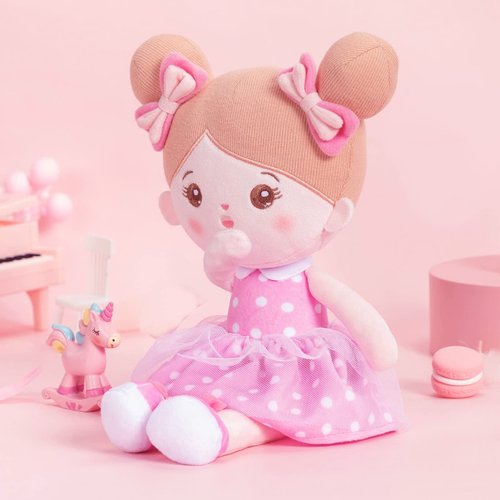 OUOZZZ Soft Baby Doll for Girls - My First Baby Doll Birthday Gifts for Girls Plush Rag Dolls Pink Dress Toy for Toddlers Kids Infants 15"
