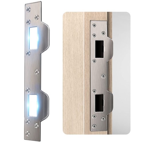 Door Strike Plate Reinforcement Plate - Front Door Security Devices Metal Striker Plates Door Latch Plate with 5-1/2 inch to 6 inch Hole for Exterior Interior Door Deadbolt Fix Door Frame Door Jamb