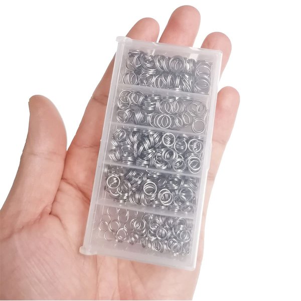 400pcs Stainless Steel Split Rings Kit Fishing Lures Ring Chain Connector with Storage Box