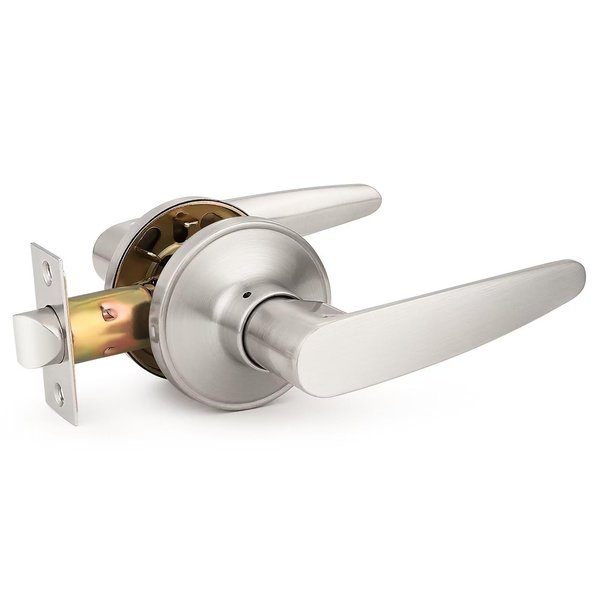 Probrico (1 Pack Unlocking Passage Door Levers Keyless Door Handles with Satin Nickel Finish for Hallway/Closets/Laundry Rooms, Home/Office Use