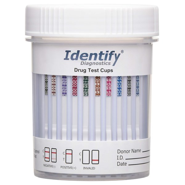 Identify Diagnostics Drug Test Cups - 10 Pack - 10 Panel CLIA Waived Instant Urine Drug Test Kit for AMP,BAR,BZO,COC,MET,MOP/OPI,MTD,OXY,PCP,THC