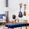 Keebofly Guitar Wall Mount,2 Pack Guitar Wall Hanger Holder Guitar Hanger Shelf with Pick Holder Wood Guitar Rack for Acoustic or Electric Guitar,Ukulele,Bass,Mandolin Brown,[Patented]