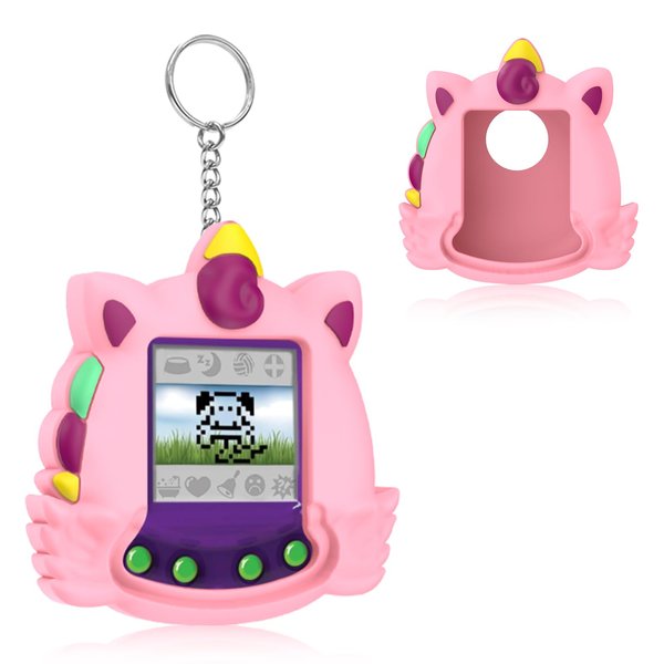 BEARDDO Case for Giga Pet Virtual Pet, Silicone Interactive Pet Game Machine Case Cover for Kids Child Ages 5 and Up, Cute Cartoon Anime for Giga Pet Protective Cover Boy Teens (Pink)