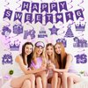 Sweet 16 Birthday Decorations for Girls Purple Happy Sweet 16 Birthday Banner Hanging Swirls Purple Silver Sweet 16 Party Decorations for Girls Boys Purple Sweet Sixteen Birthday Party Supplies