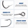 Saltwater Fishing Hooks- 45pcs Stainless Steel Hooks O'Shaughnessy Forged Long Straight Shank J Fishing Hook Extra Strong for Saltwater Freshwater Fishing Size 1/0-10/0