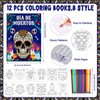 HOWAF 12 Pack Day of The Dead Coloring Books with 12pcs Paint Pens, Dia De Los Muertos Coloring Page Sugar Skull Mini Drawing Books Pads for Mexican Day of The Dead Party Halloween Classroom Activity