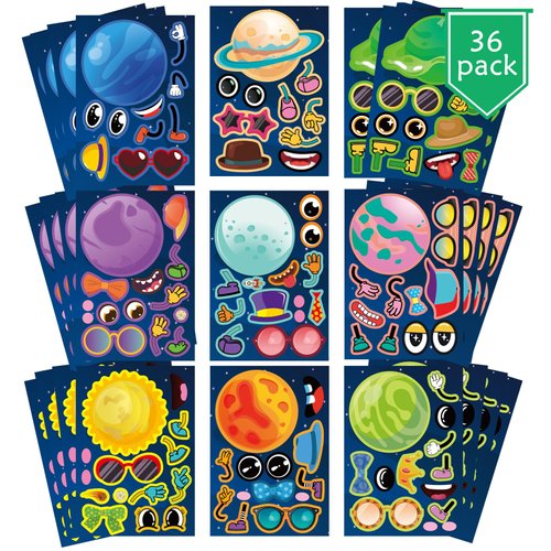 36 Sheets Planets Stickers, Planet Stickers for Kids, Space Birthday Party Favors, Space Themed Stickers, Easy Peel, Make Your Own Planet, Space Birthday Party Favors, Party Decor Class Rewards