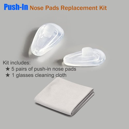 PTSLKHN Pushin Eyeglass Nose Pads, 5 Pairs of 15x8mm Soft Silicone Air Chamber Glasses Nose Pad, Glasses Nose Pads Replacement Kit with Glasses Cleaning Cloth