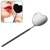 Pssopp Lash Mirror Eyelash Extension Mirror Eyelash Makeup Mirror Heart Shaped Lash Mirror Professional Portable Stainless Steel Makeup Eyelash Mirror for Lash Extension (Black)