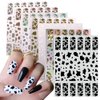 7 Sheets Gold Nail Art Stickers,Graffiti Nail Decals 3D Self-adhesive Nail Art Supplies Metal Laser Cow Graffiti Gold Silver Black Nail Art Design Manicure Tips DIY Nail Decoration,for Women Girl Kids