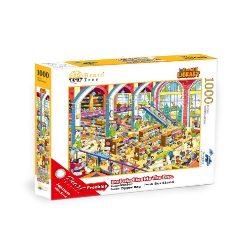 Brain Tree - Grand Library 1000 Piece Puzzle for Adults - Unique Puzzles for Adults 1000 Pieces and up with Droplet Technology for Anti Glare & Soft Touch - 27.5”Lx19.5”W
