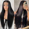 MITIMES 13x6 Long Straight Lace Front Wigs Natural Black Glueless Straight Hair Lace Front Wig Pre Plucked Yaki Synthetic HD Lace Front Wig 32inch