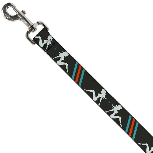 Dog Leash Mud Flap Girls Stripes Gray Turquoise Orange 4 Feet Long 0.5 Inch Wide