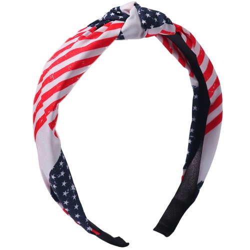 BELSITA 4th of July Headband Patriotic Hair Accessories for Women Girls USA Flag Stripe Hair Band Non Slip Wide Knotted Independence Day Head Band 1 Pcs