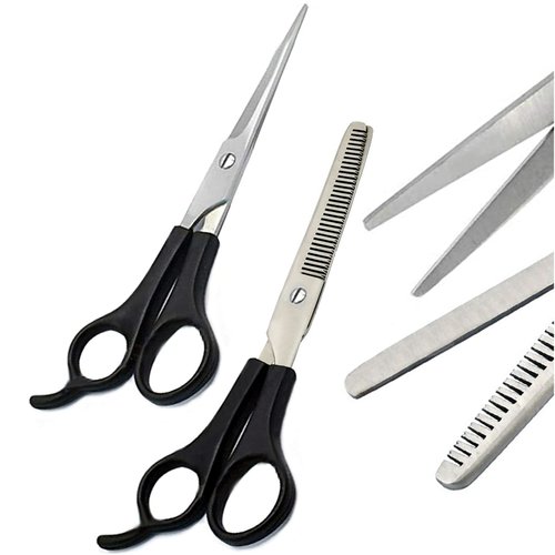 AAProTools Stainless Steel Hair Cutting Scissors Barber Thinning Shears Hairstyle Hairdressing Kit Black 2 Pcs