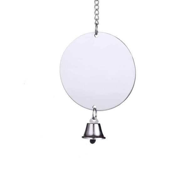 Hypeety Pet Bird Mirror Toy with Bells Hanging Toy for Parakeet Cockatiel Conure Lovebirds Finch Canary Cage Swing Fun Play Toy (Bird Mirror-1 Bell)