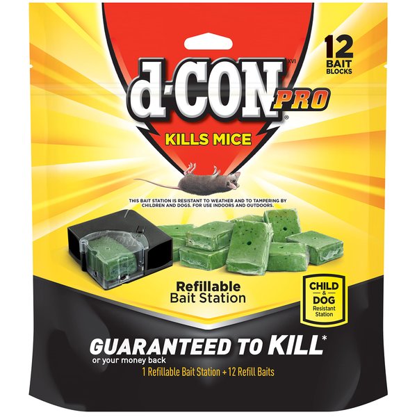 d-Con Corner Fit Mouse Poison Bait Station With 1 Station And 12 Refill Baits