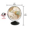 Replogle Eureka 16 inch desktop globe with up to date antique raised relief map and full swing gyromatic assembly. The beautiful antique color globe ball and vast amount of up-to-date information will peak the interest of any geographical connoisseur of a