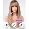 Getshow Blonde Wigs for Women Layered Straight Long Wig with Bangs Natural Synthetic Hair with Dark Roots