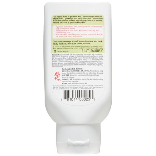 Billy Jealousy Combination Code Face Moisturizer, 3 Fl Oz