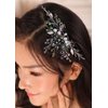 Kercisbeauty Boho Wedding Bridal Crystal Hair Comb Clips Navy Blue Green Beads Headpiece Pins Silver Headpiece Women's Dancing Ball