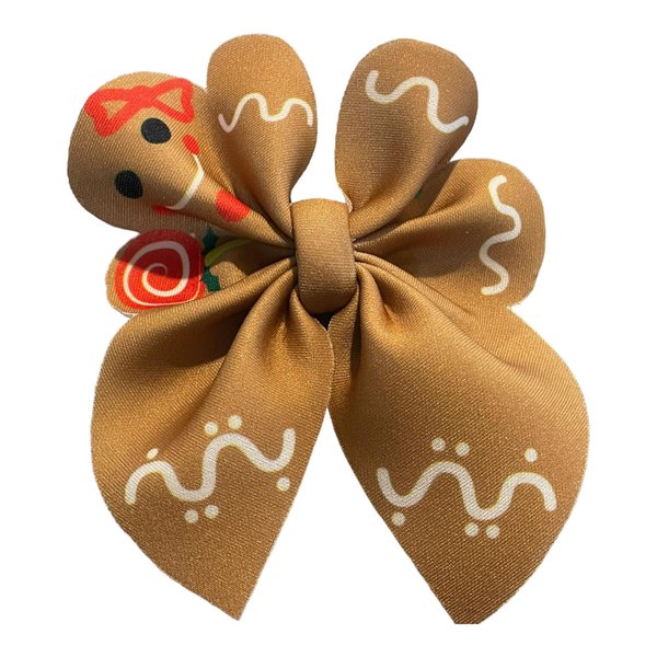 Gingerbread Man Hair Bow, Santa Bow, Peppermint Bow, Winter Hair Bow, Christmas, Holiday, Neoprene (Gingerbread Man)